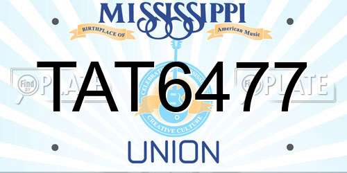 TAT6477 Mississippi License Plate
