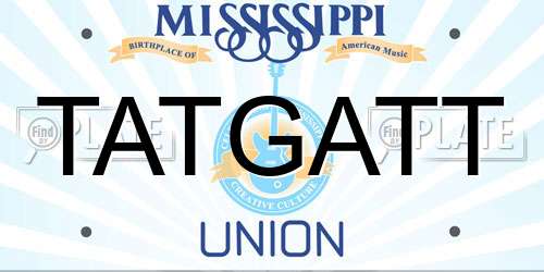TATGATT Mississippi License Plate