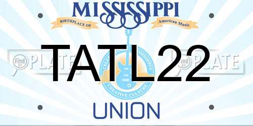 TATL22 Mississippi License Plate