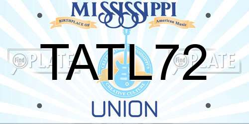 TATL72 Mississippi License Plate