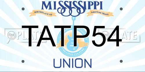 TATP54 Mississippi License Plate