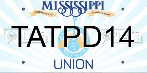 TATPD14 Mississippi License Plate