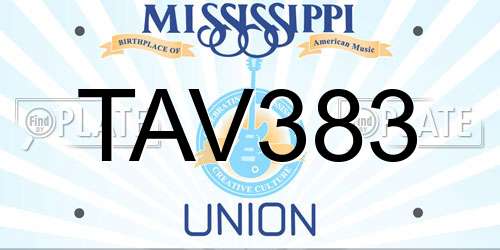 TAV383 Mississippi License Plate