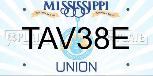 TAV38E Mississippi License Plate