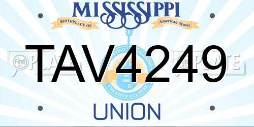 TAV4249 Mississippi License Plate