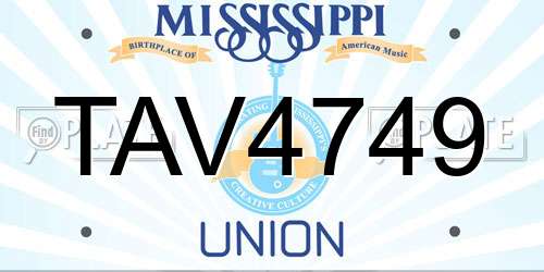 TAV4749 Mississippi License Plate