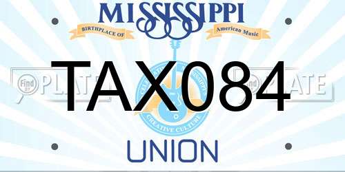 TAX084 Mississippi License Plate