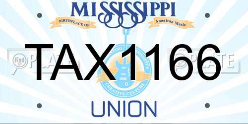 TAX1166 Mississippi License Plate
