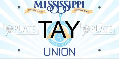 TAY Mississippi License Plate
