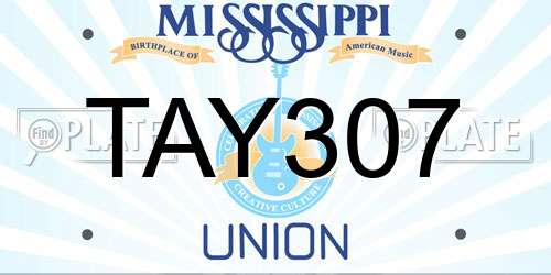 TAY307 Mississippi License Plate