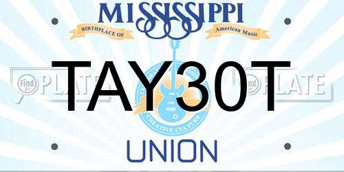 TAY30T Mississippi License Plate