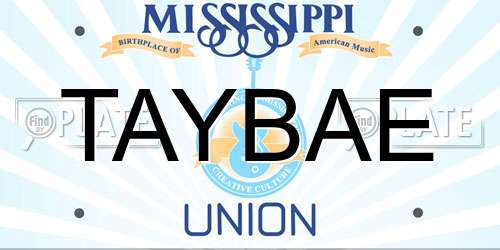 TAYBAE Mississippi License Plate