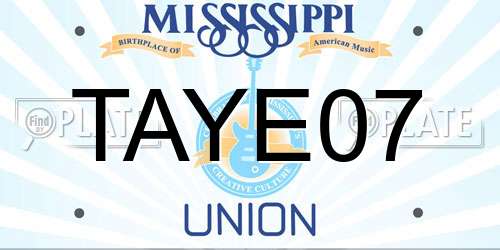 TAYE07 Mississippi License Plate