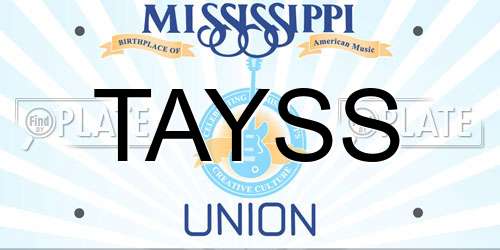 TAYSS Mississippi License Plate