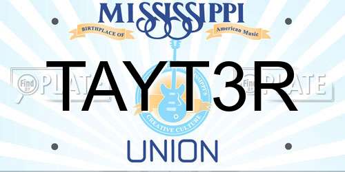 TAYT3R Mississippi License Plate