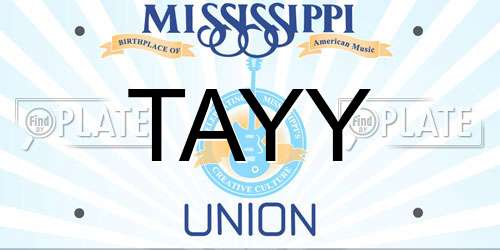 TAYY Mississippi License Plate