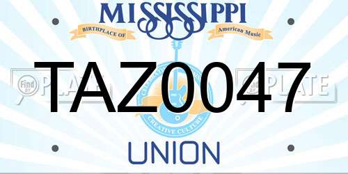 TAZ0047 Mississippi License Plate