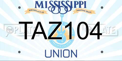 TAZ104 Mississippi License Plate