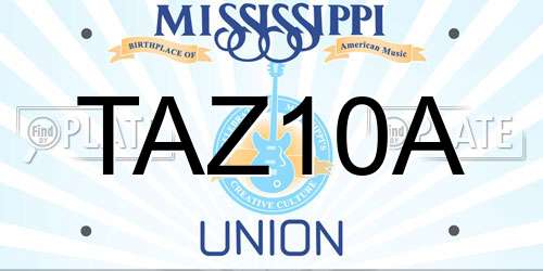 TAZ10A Mississippi License Plate