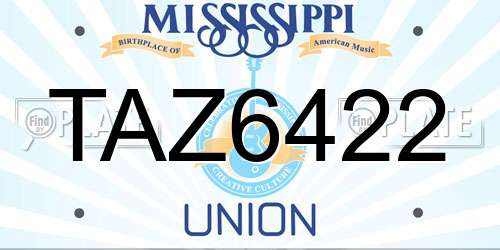 TAZ6422 Mississippi License Plate