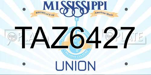 TAZ6427 Mississippi License Plate