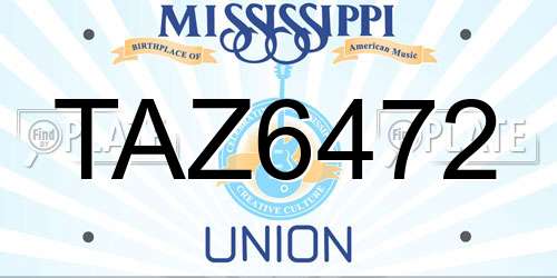 TAZ6472 Mississippi License Plate