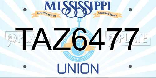 TAZ6477 Mississippi License Plate