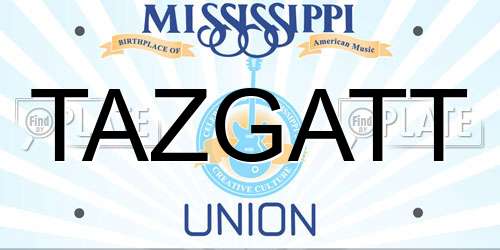 TAZGATT Mississippi License Plate