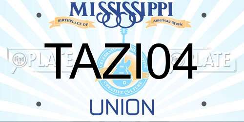 TAZI04 Mississippi License Plate