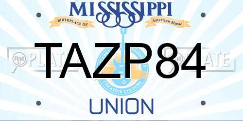 TAZP84 Mississippi License Plate