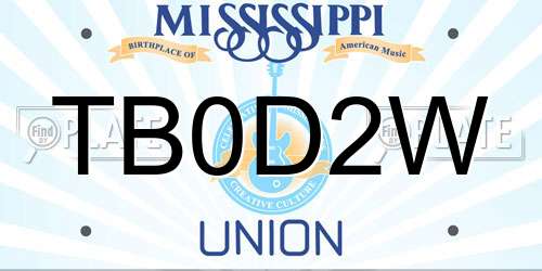 TB0D2W Mississippi License Plate