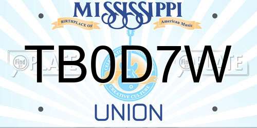 TB0D7W Mississippi License Plate
