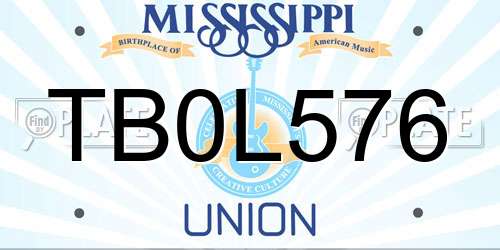TB0L576 Mississippi License Plate