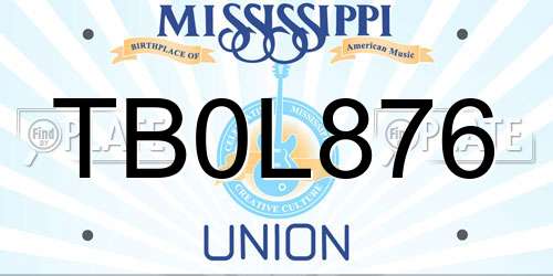 TB0L876 Mississippi License Plate