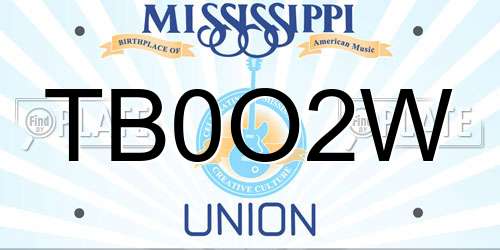 TB0O2W Mississippi License Plate
