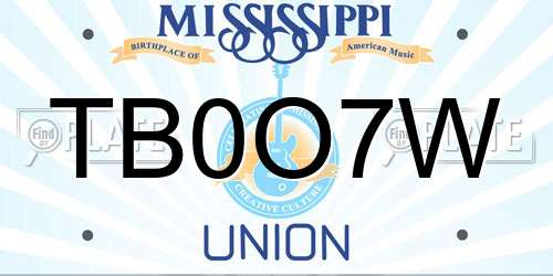 TB0O7W Mississippi License Plate