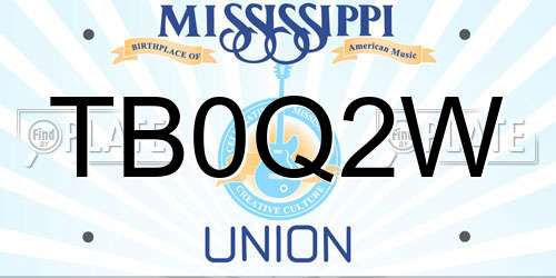 TB0Q2W Mississippi License Plate