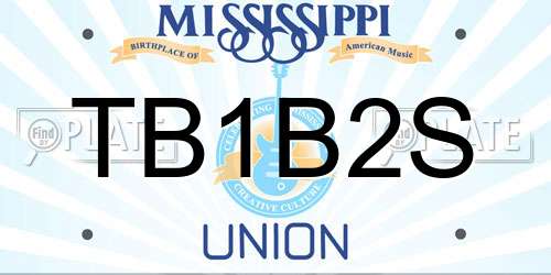 TB1B2S Mississippi License Plate