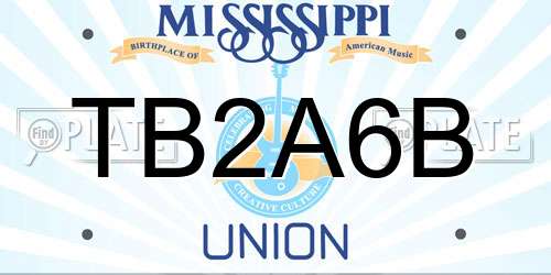 TB2A6B Mississippi License Plate