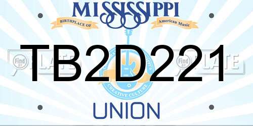 TB2D221 Mississippi License Plate