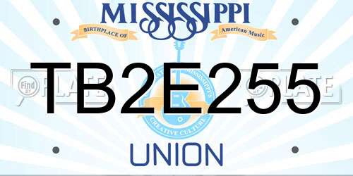 TB2E255 Mississippi License Plate