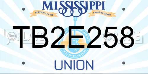 TB2E258 Mississippi License Plate