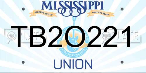 TB2O221 Mississippi License Plate