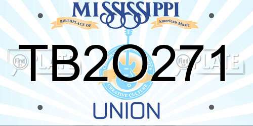 TB2O271 Mississippi License Plate