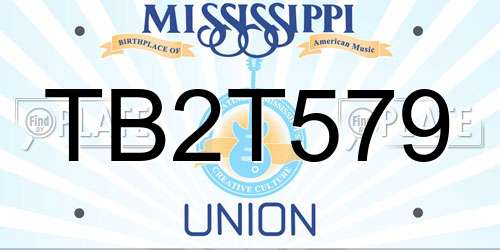 TB2T579 Mississippi License Plate