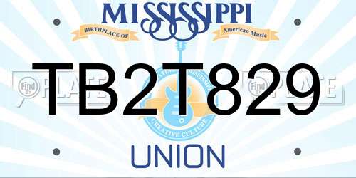 TB2T829 Mississippi License Plate