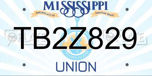 TB2Z829 Mississippi License Plate