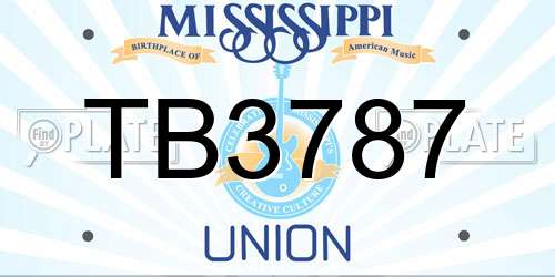 TB3787 Mississippi License Plate