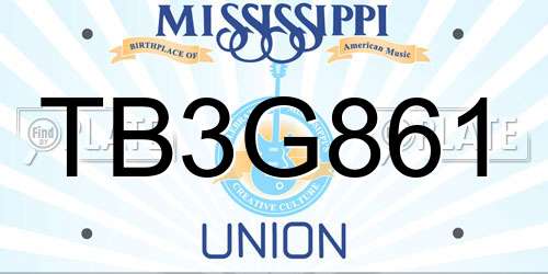 TB3G861 Mississippi License Plate