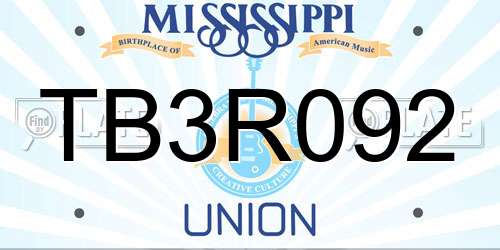 TB3R092 Mississippi License Plate